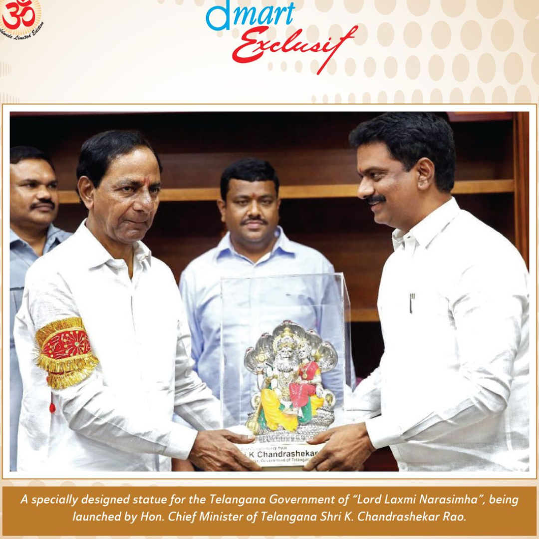 LAXMI NARASIMHA Idol in Sterling Silver — Handcrafted Divine Masterpiece for Puja & Collectors. ( H 34 CM)