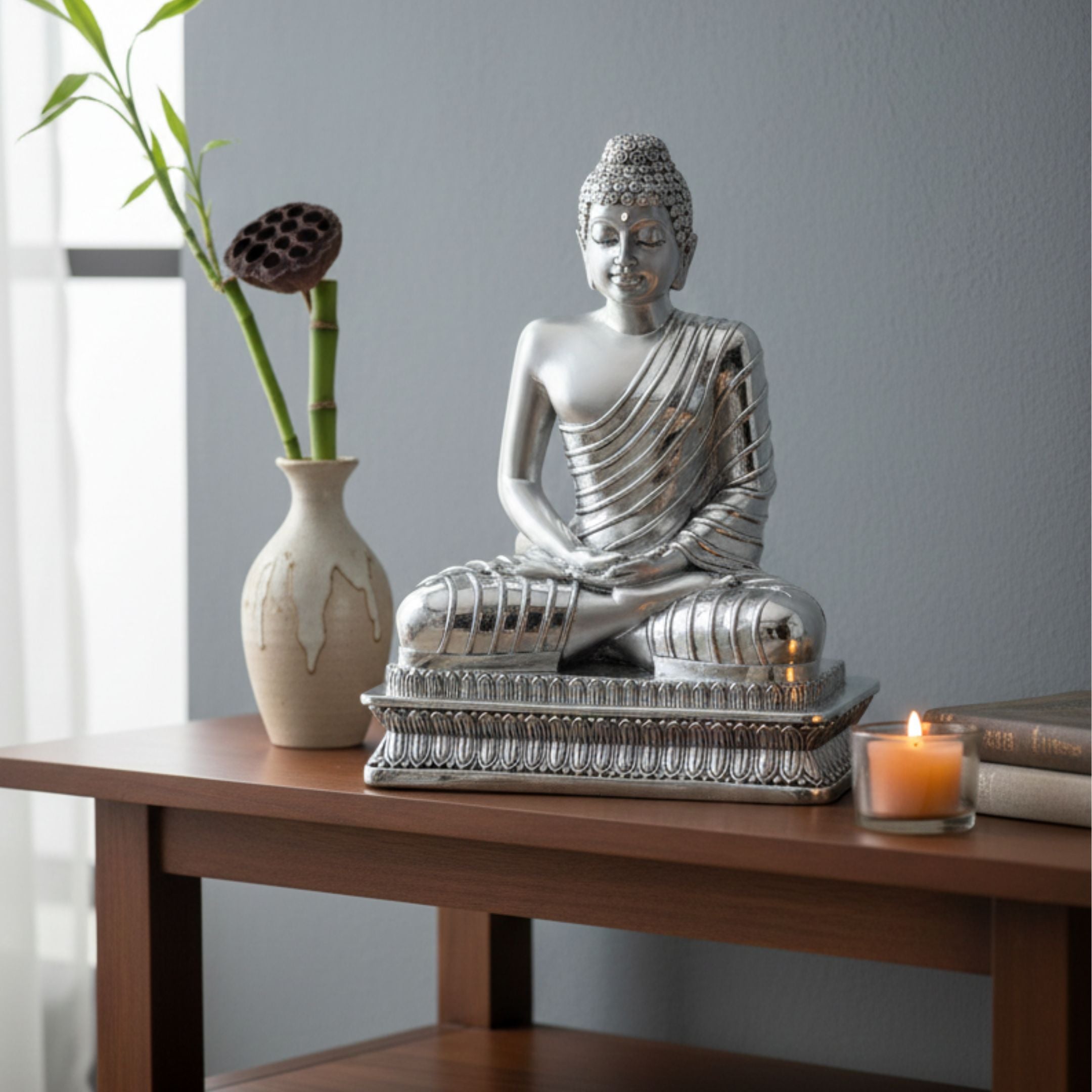 Small Buddha Statue – Compact Meditation Buddha Idol for Home & Office Decor (23 cm)