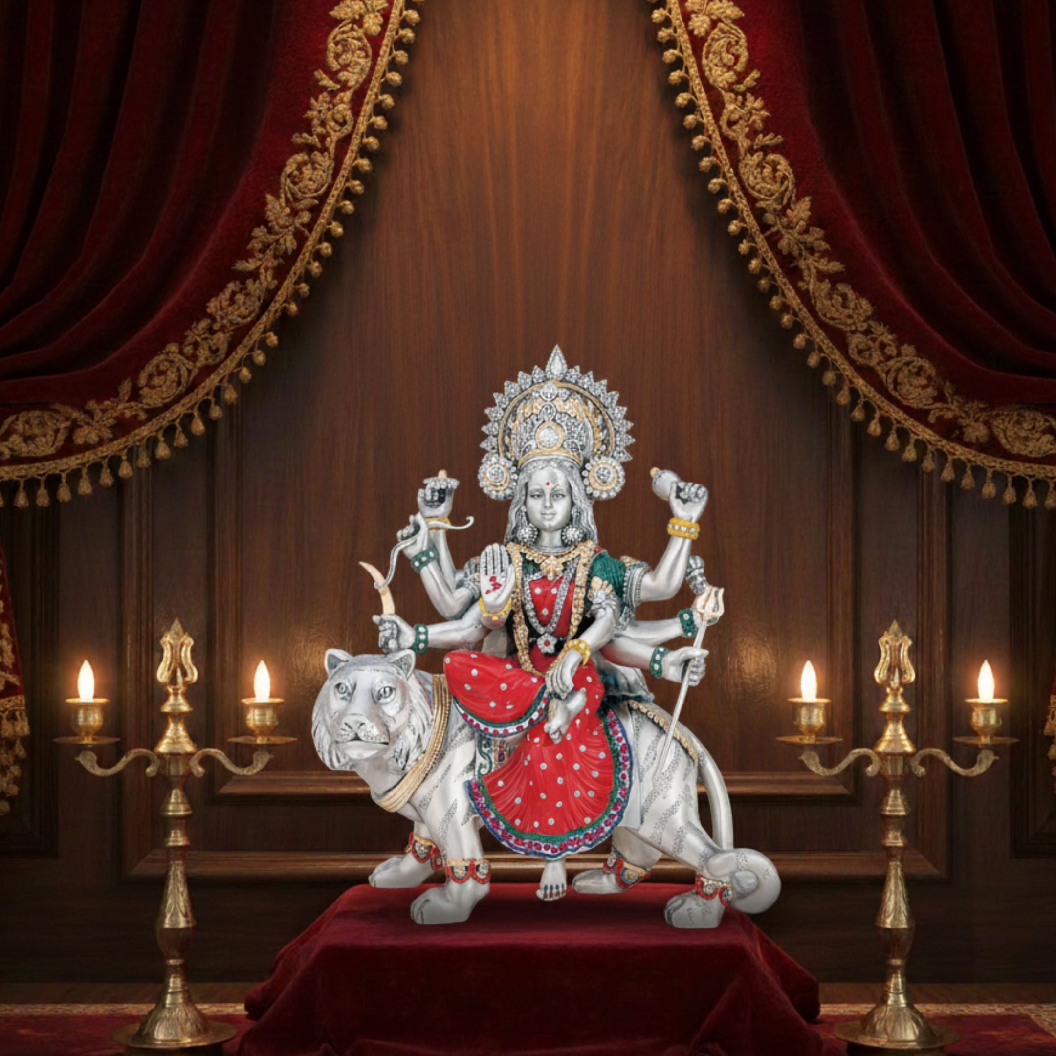 Small Durga Idol – Compact Goddess Durga Statue Without Base for Home Puja (20 cm)