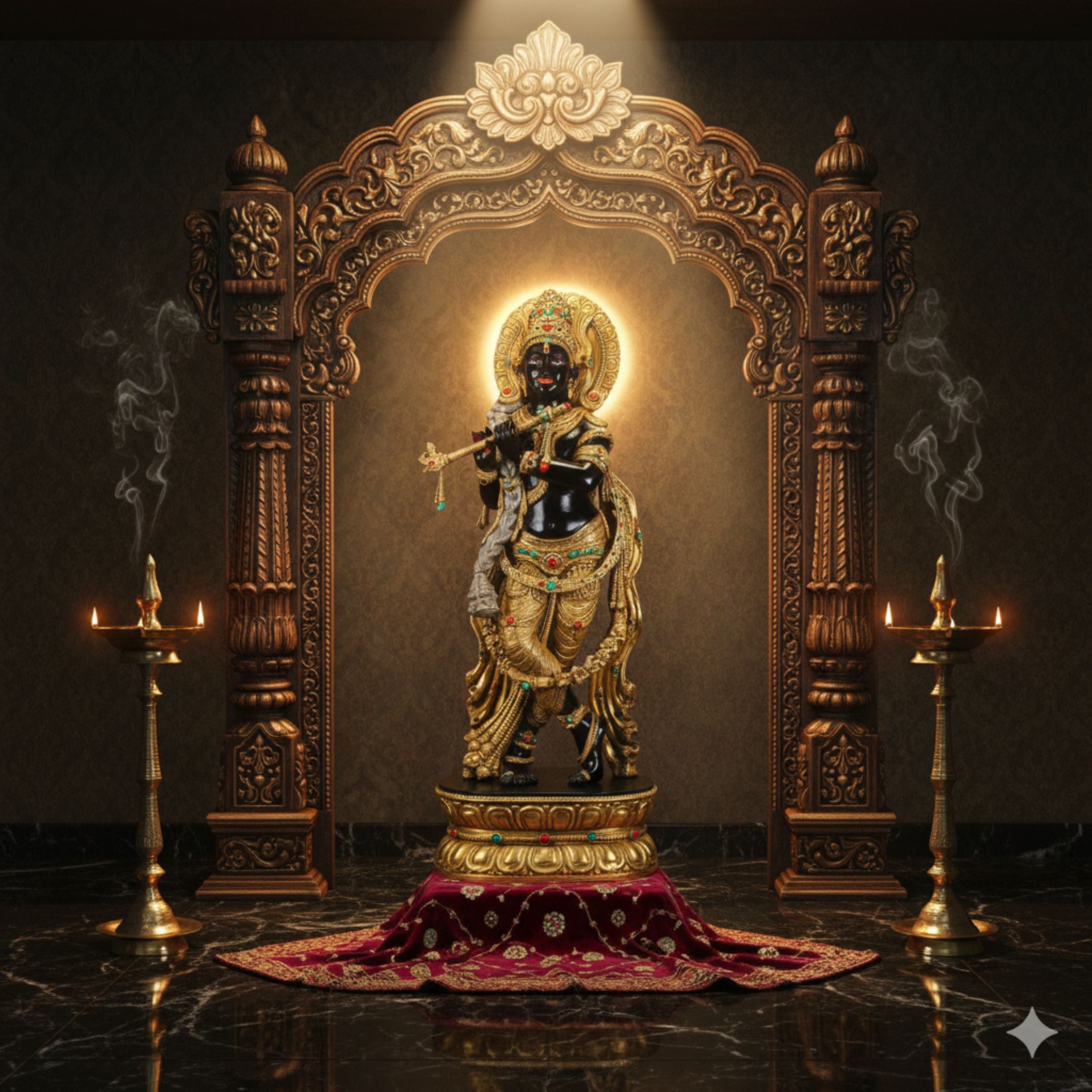 Murlidhar Idol – Handcrafted Bronze & Porcelain Lord Krishna Statue for Spiritual Decor (87 cm)