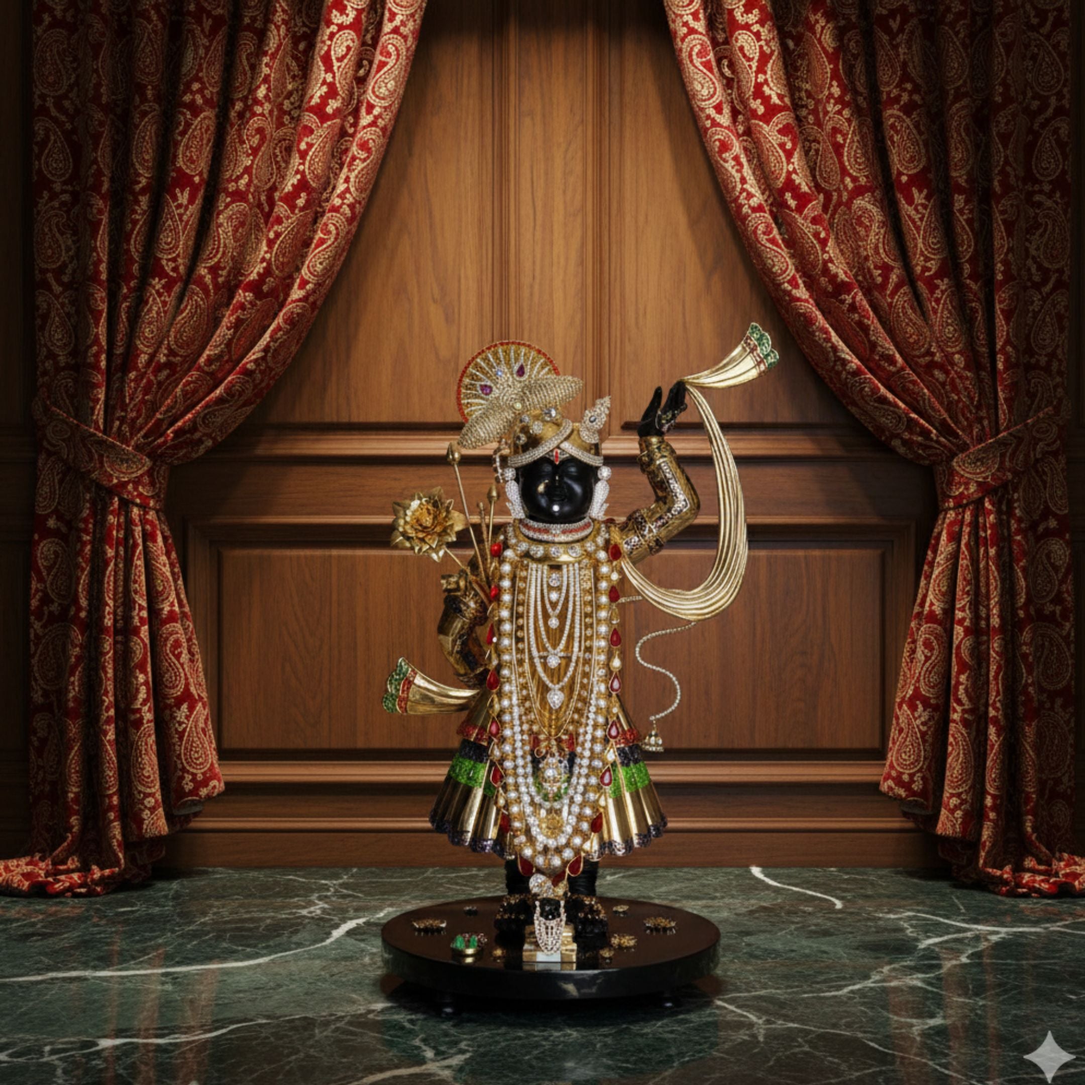 Ornamental Srinathji   with Base Idol  Handcrafted Divine Masterpiece for Puja & Collectors ( H 46 CMS )