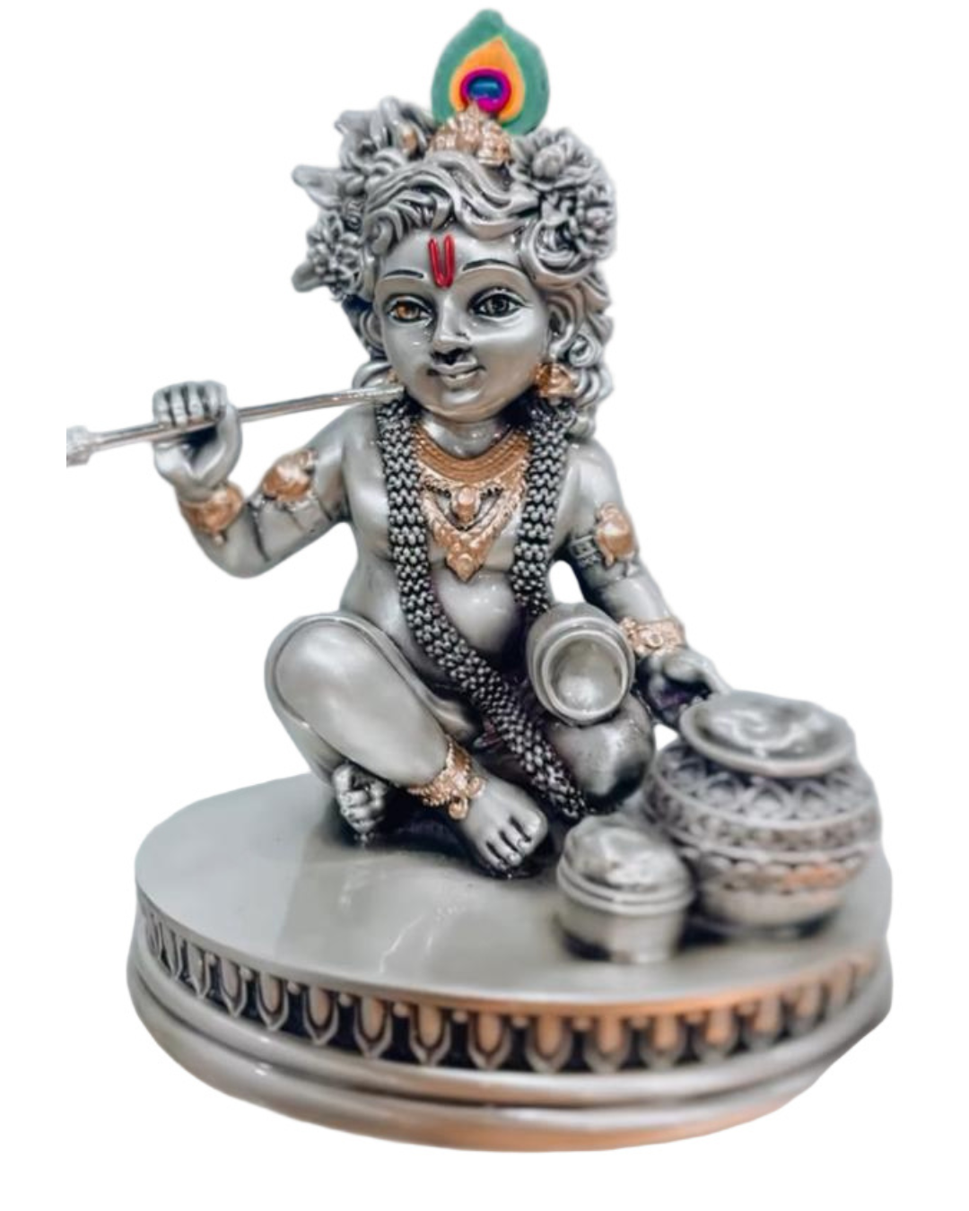 Bal Gopal Idol in Sterling Silver – Handcrafted Divine Masterpiece for Puja & Collectors | 12 cm