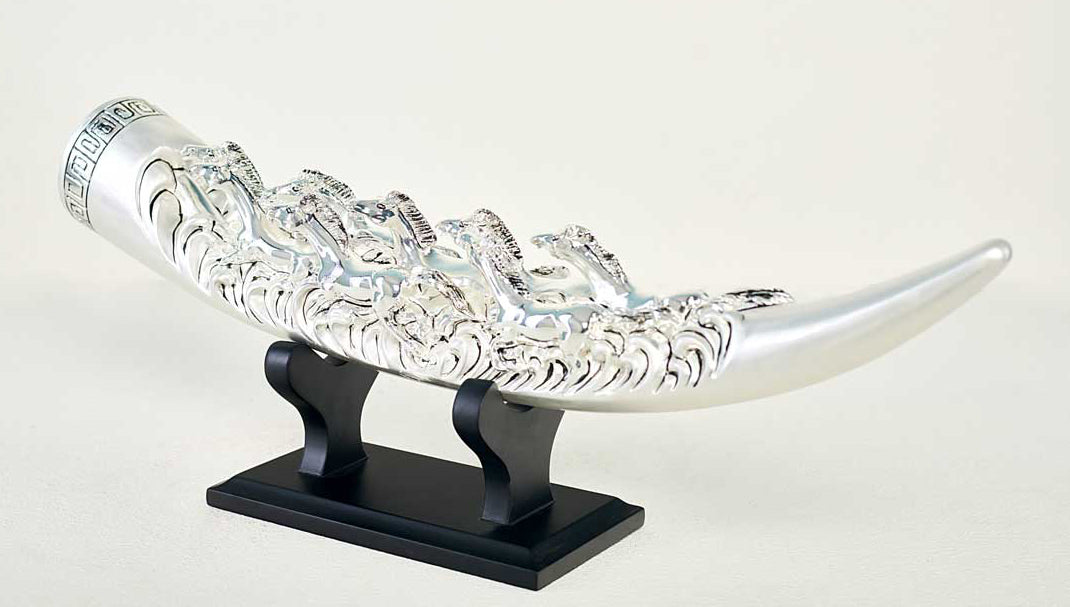 Horse On Tusk Big Sliver Emery On Base (31CM)