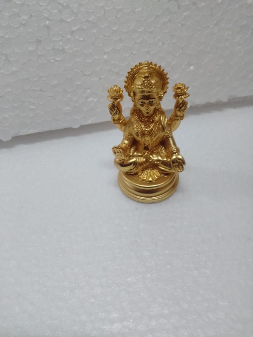 Goddess Lakshmi Idol in Golden Finish – Divine Home & Temple Décor. ( H 6.5 CMS)