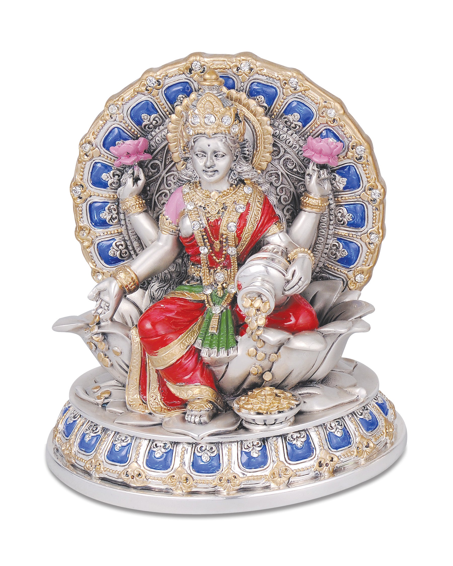 "BHAGYALAXMI (S) ""Idol in Sterling Silver — Handcrafted Divine Masterpiece for Puja & Collectors (14CM)