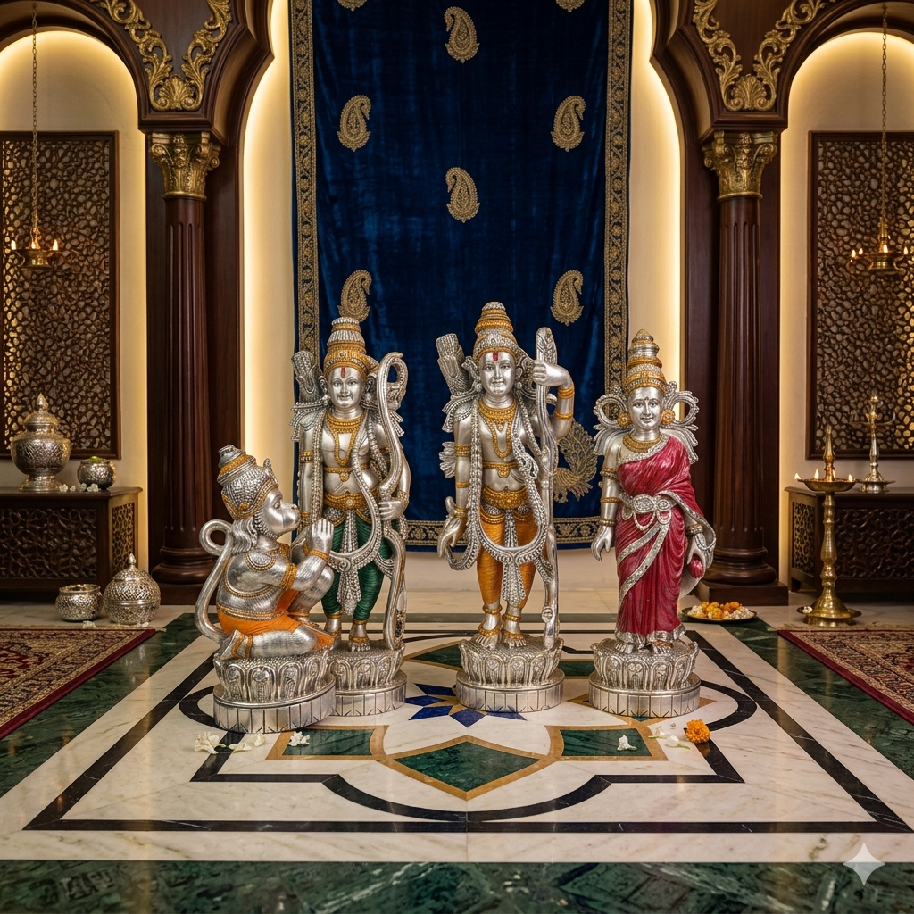 RAM DARBAR  "Idol in Sterling Silver — Handcrafted Divine Masterpiece for Puja & Collectors"