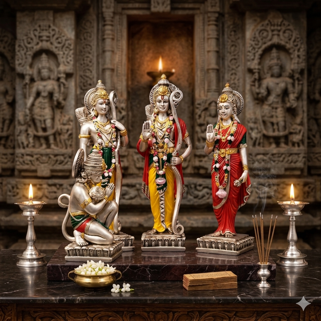 "NEW RAMDARBAR SET  Idol in Sterling Silver — Handcrafted Divine Masterpiece for Puja & Collectors"