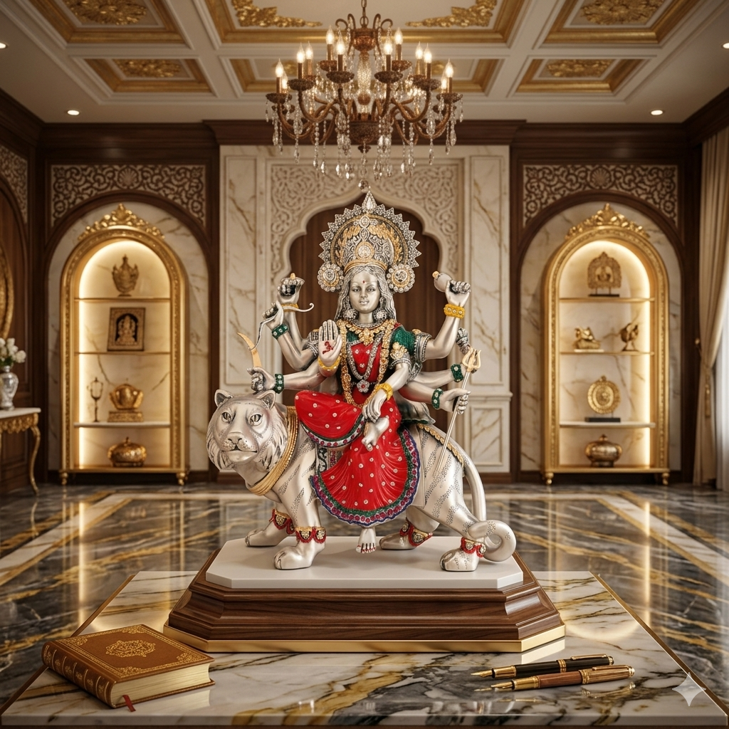 Large Durga Idol – Majestic Goddess Durga Statue Without Base for Home & Festive Decor (30.5 cm)