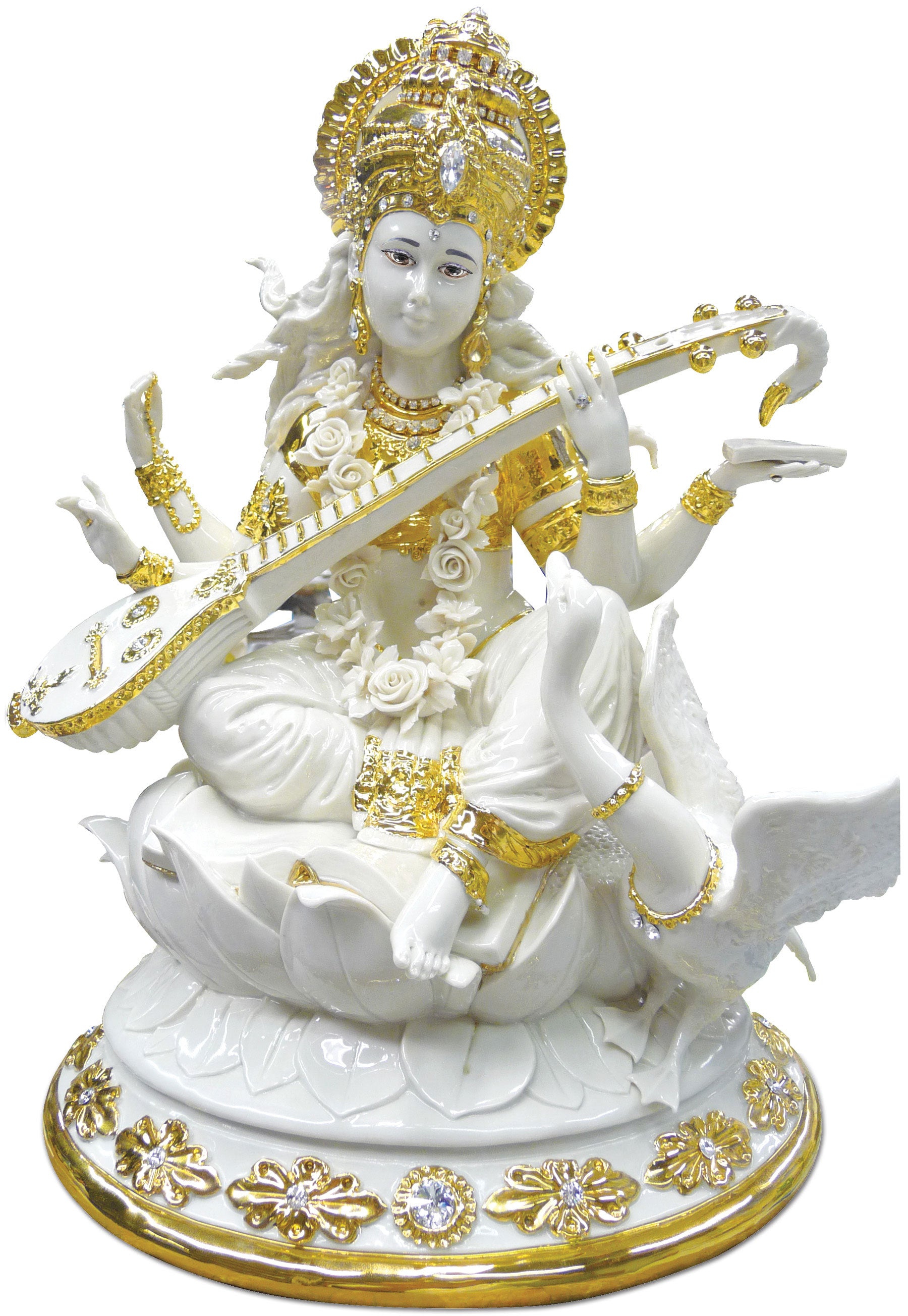SARASWATI (WHITE) "Idol in Porcelain — Handcrafted Divine Masterpiece for Puja & Collectors ( H 40 cm)