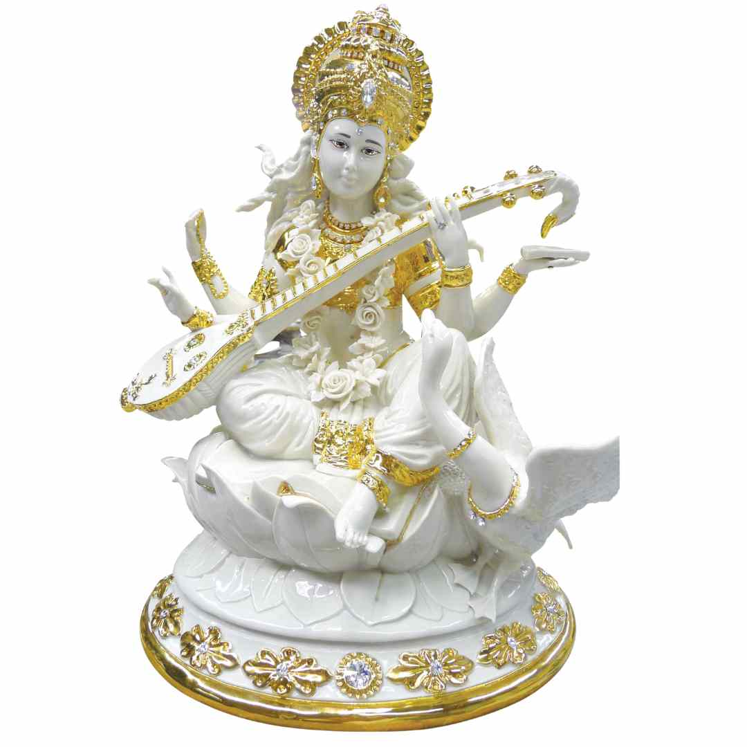 Saraswati White Idol – Serene Goddess of Knowledge Statue for Home & Study (40 cm)