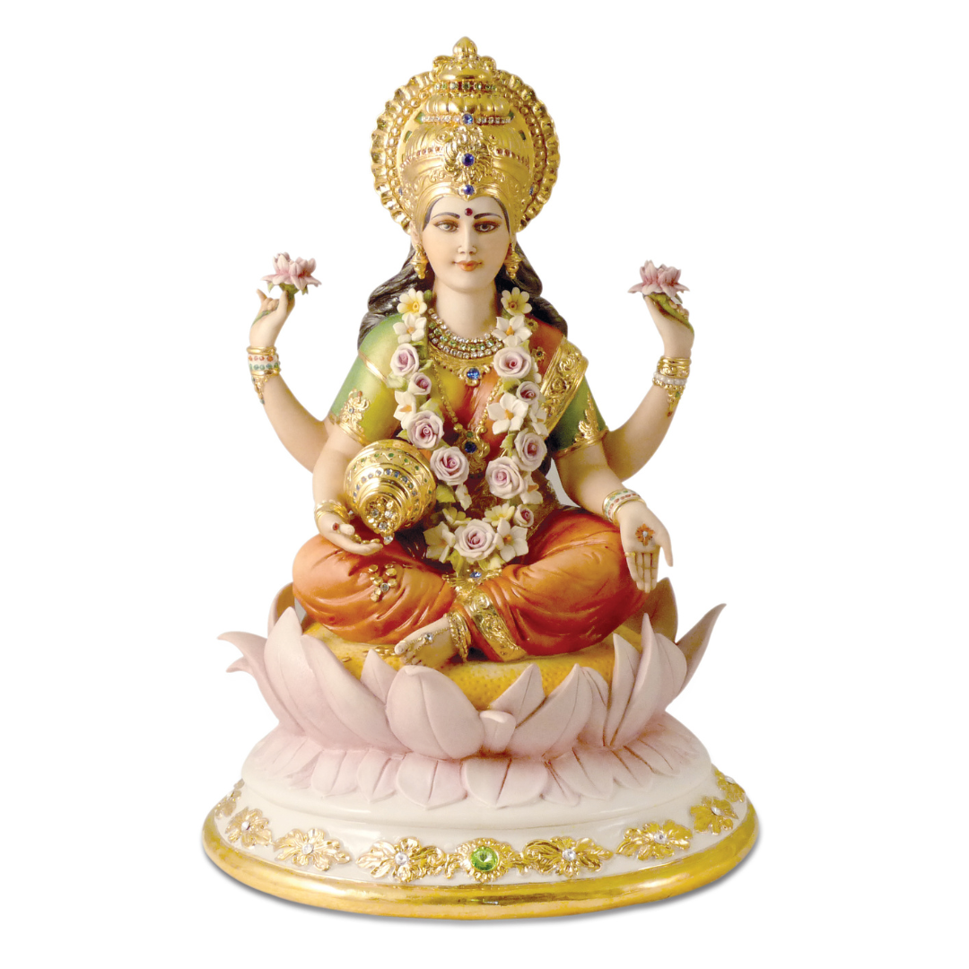 LAXMI (COLOR)  Idol in Sterling Silver — Handcrafted Divine Masterpiece for Puja & Collectors. (H 40 CM)