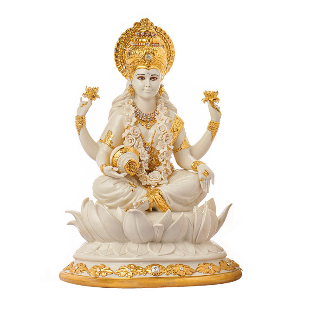 LAXMI (WHITE ) "Idol in Sterling Silver — Handcrafted Divine Masterpiece for Puja & Collectors. ( H 40 CM)