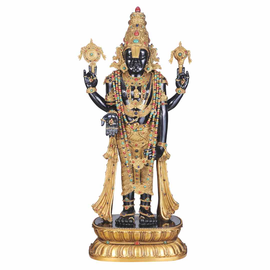 Baikunth Balaji Idol – Handcrafted Bronze & Porcelain Lord Balaji Statue for Puja (105 cm)