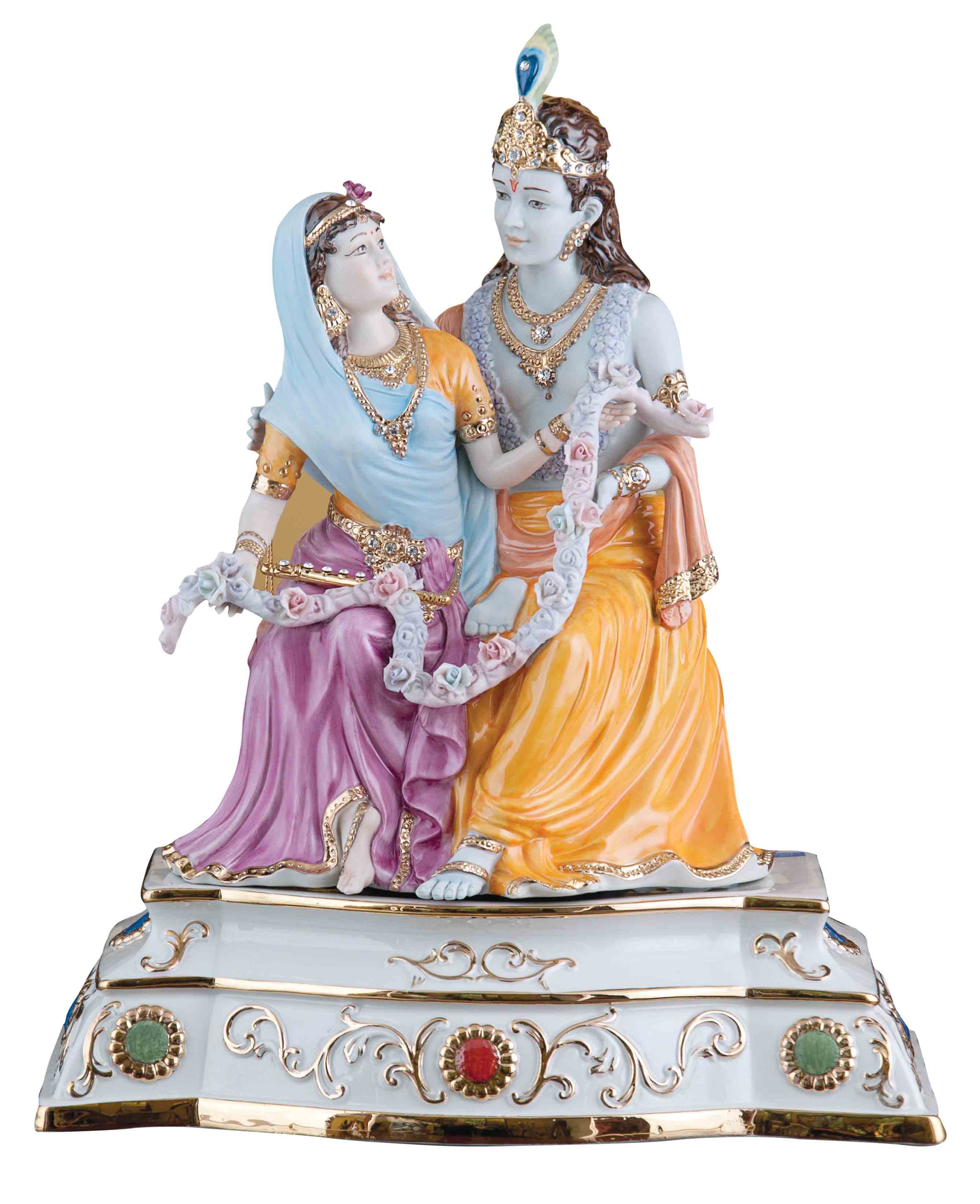 RADHA - KRISHNA Idol in Sterling Silver — Handcrafted Divine Masterpiece for Puja & Collectors. ( H 40 CM)