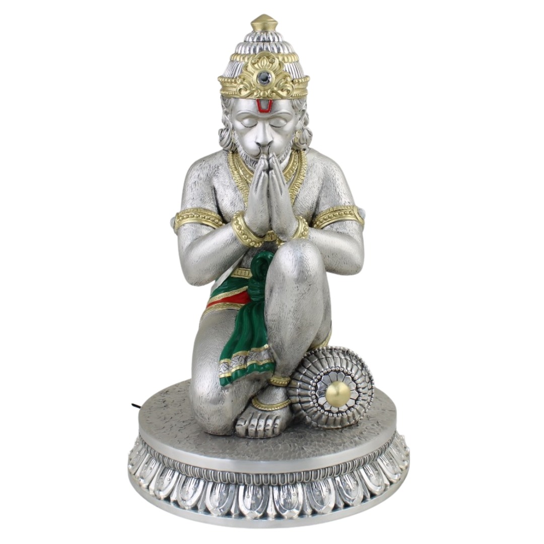 BLESSED  HANUMANJI   Idol in Sterling Silver — Handcrafted Divine Masterpiece for Puja & Collectors. ( H 45 CM)