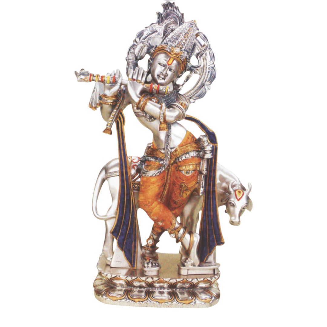 Krishna Amber Idol – Elegant Amber-Toned Lord Krishna Statue for Home Puja & Decor (55 cm)