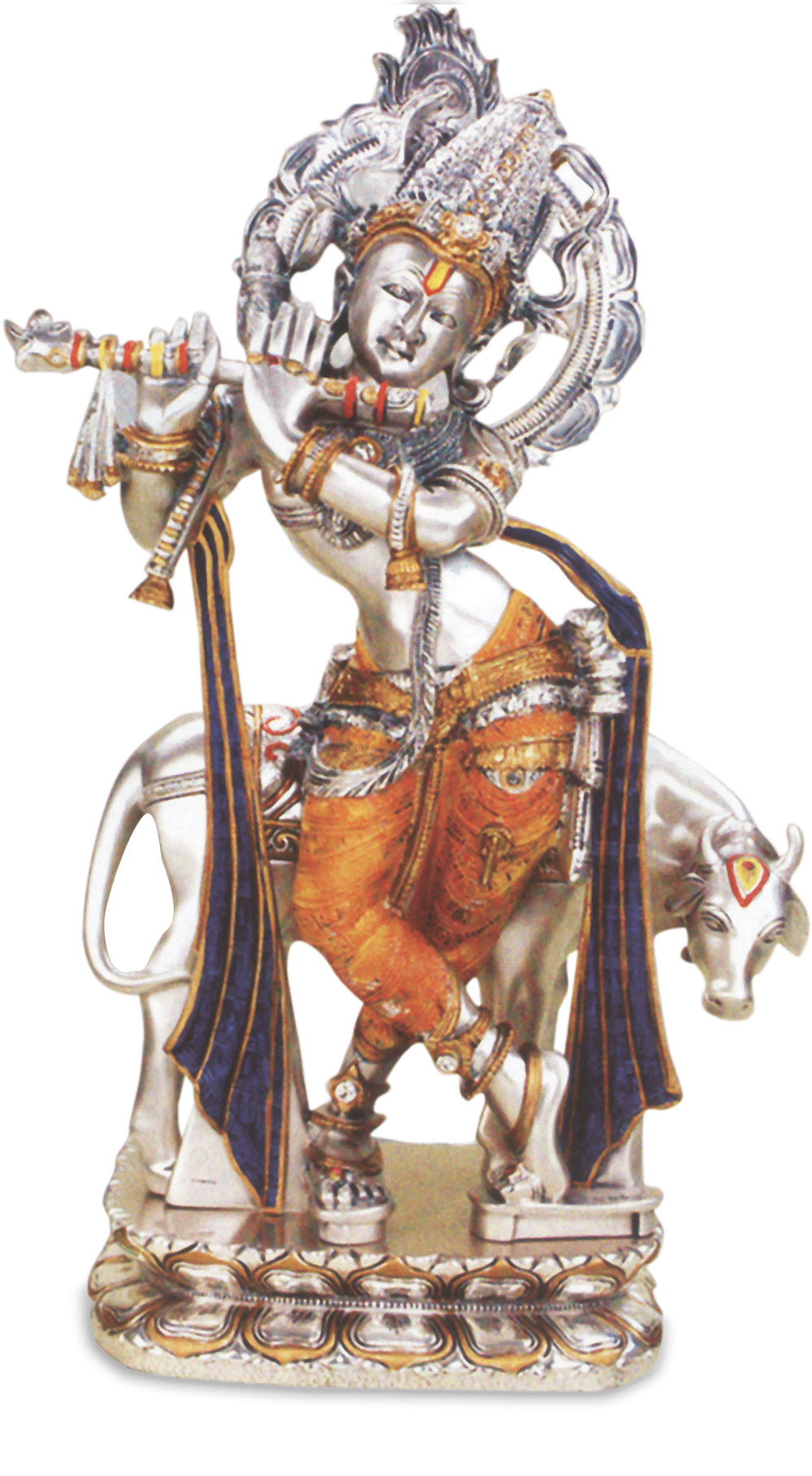 KRISHNA AMBER "Idol in Sterling Silver — Handcrafted Divine Masterpiece for Puja & Collectors ( H 55 CM )