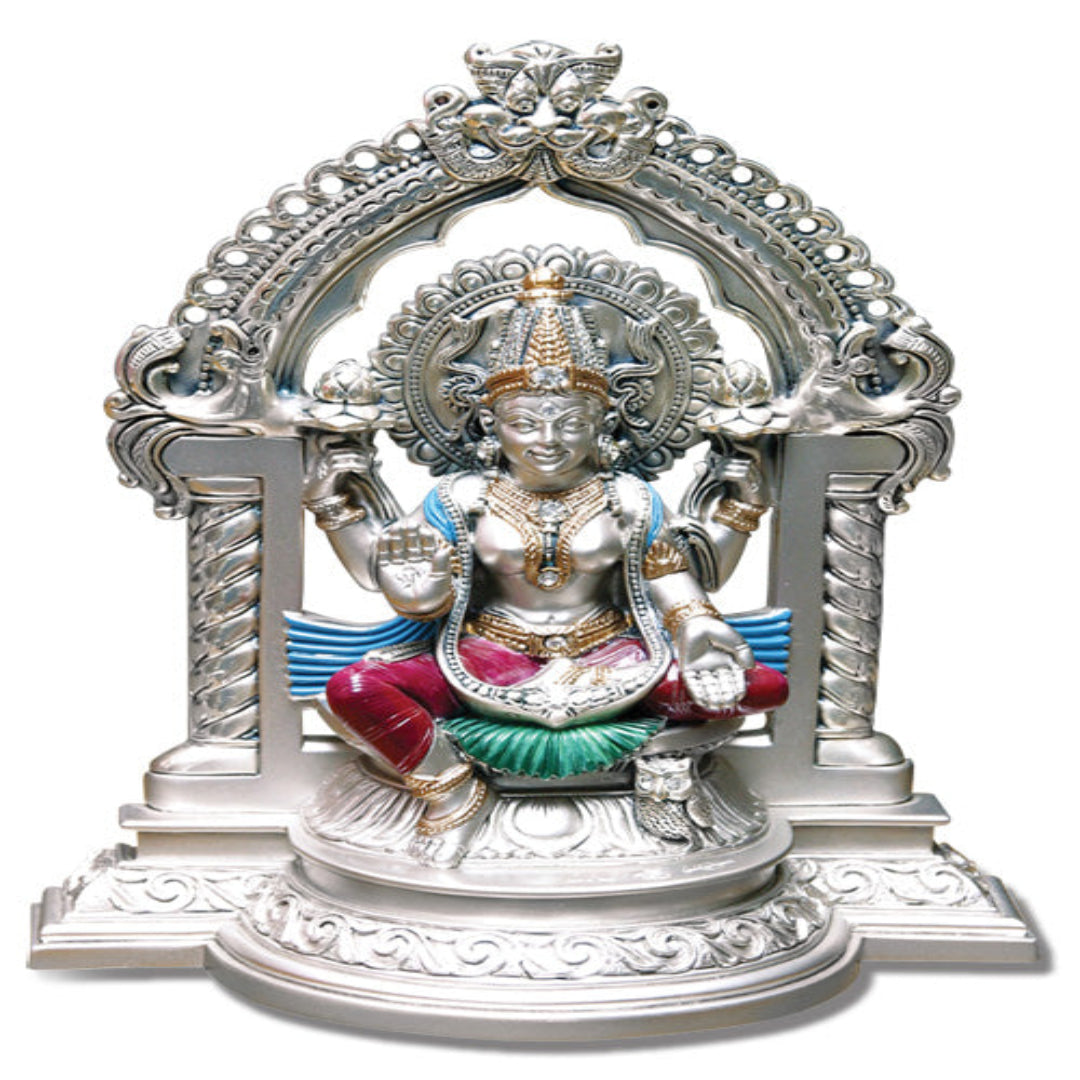 SHREE LAXMI  Idol in Sterling Silver — Handcrafted Divine Masterpiece for Puja & Collectors. (22 CM)