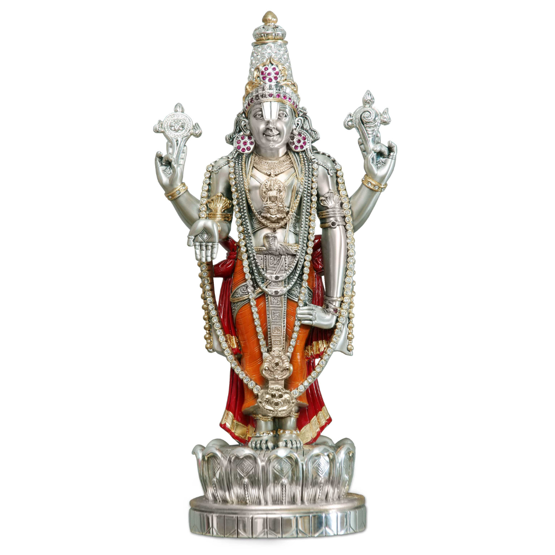 BALAJI COLOR  Idol in Sterling Silver — Handcrafted Divine Masterpiece for Puja & Collectors. ( H 46 CM)