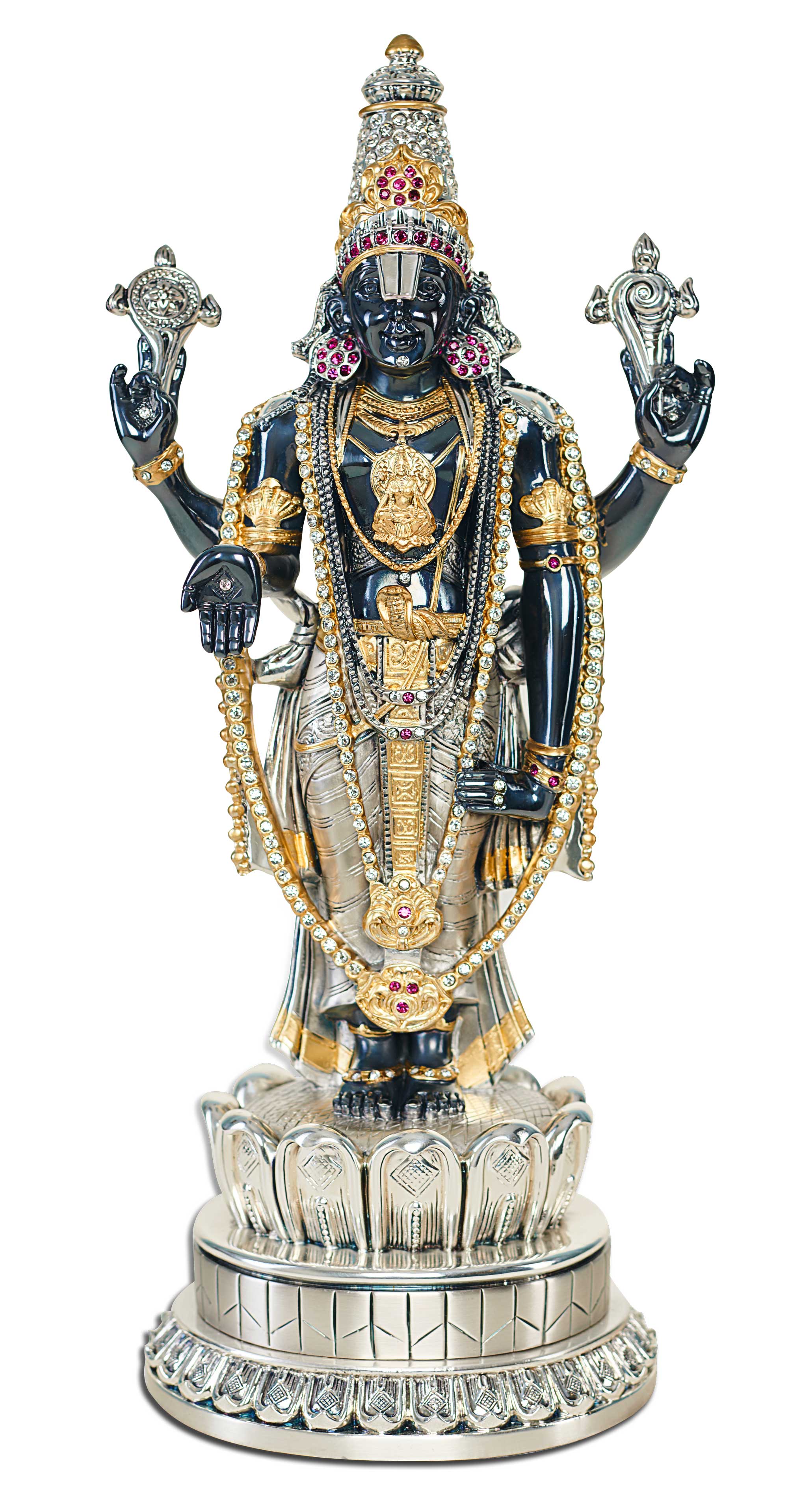 BALAJI IN BLACK  "Idol in Sterling Silver — Handcrafted Divine Masterpiece for Puja & Collectors ( H 46 CM )"
