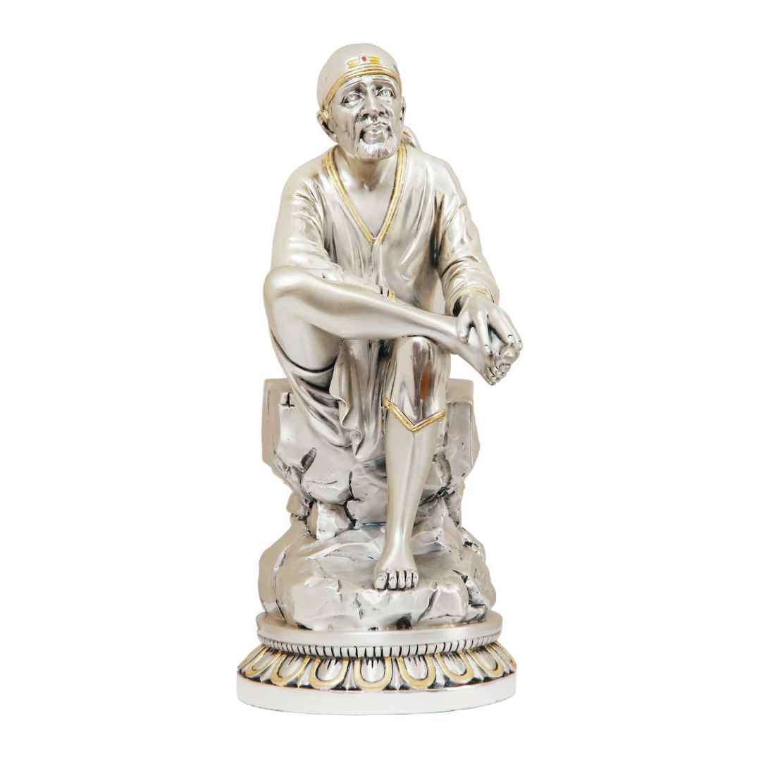 SRI SAI BABA  Idol in Sterling Silver — Handcrafted Divine Masterpiece for Puja & Collectors ( H 26CM)