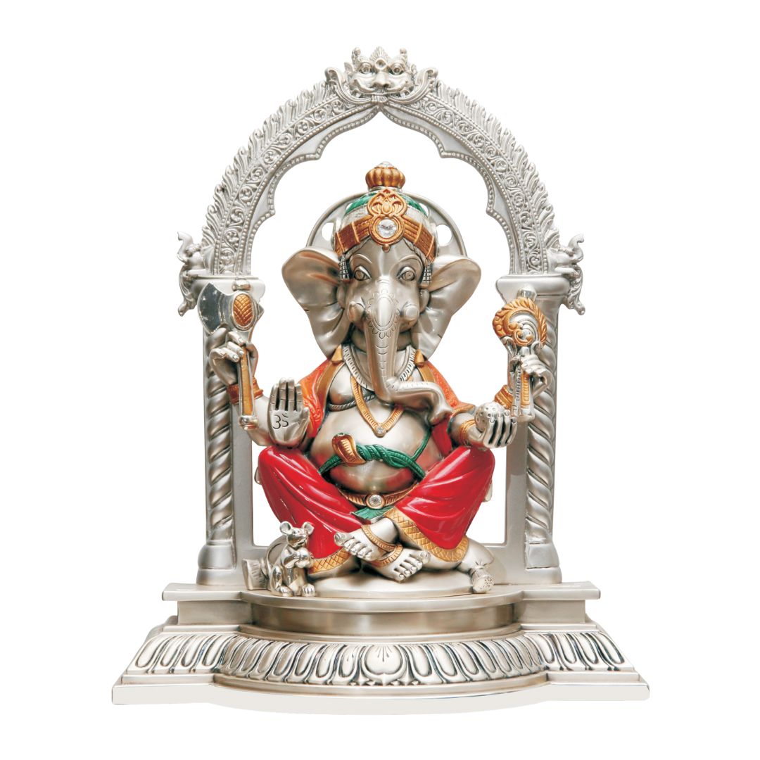 LORD VINAYAKA   "Idol in Sterling Silver — Handcrafted Divine Masterpiece for Puja & Collectors ( H 37 CM) incl." 