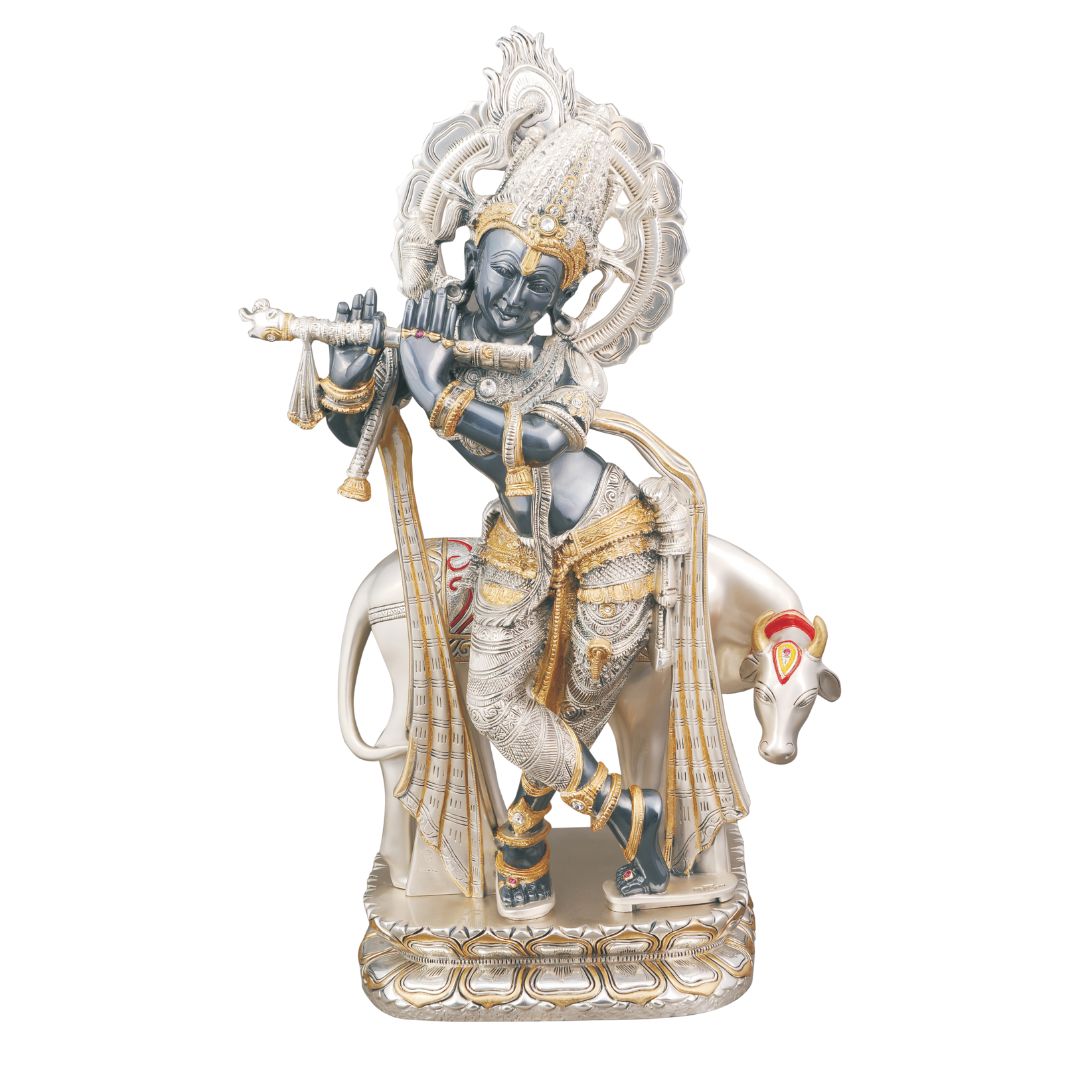 Krishna Black Idol – Elegant Black Finish Lord Krishna Statue for Home Decor & Puja (55 cm)