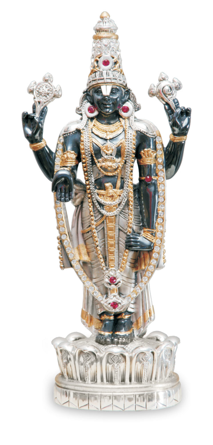 BALAJI BLACK SMALL (NEW) "Idol in Sterling Silver — Handcrafted Divine Masterpiece for Puja & Collectors ( H 22.5 CM )"