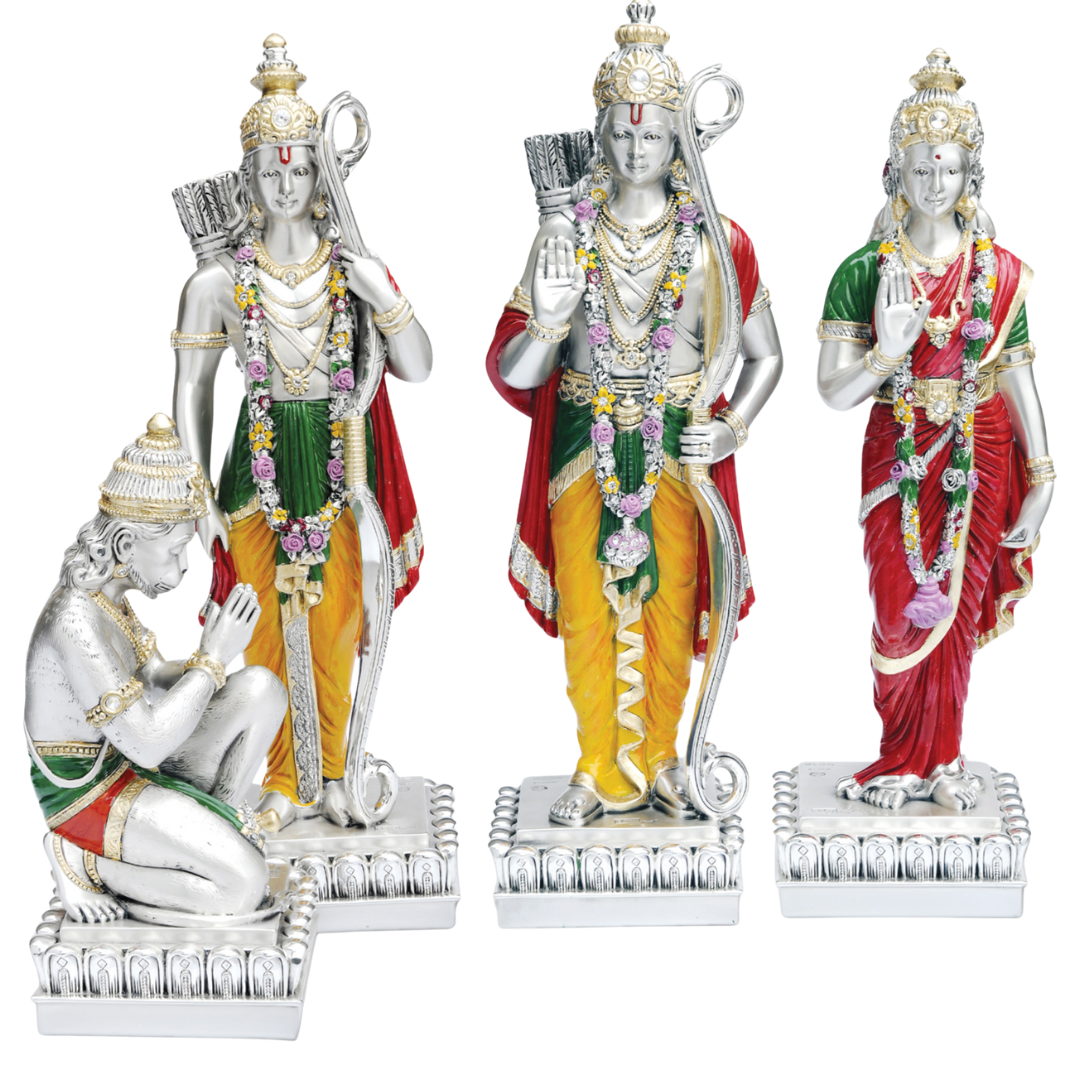 Ram Darbar Coloured Set – Vibrant Painted Hindu Deity Idol Set for Puja & Home Decor