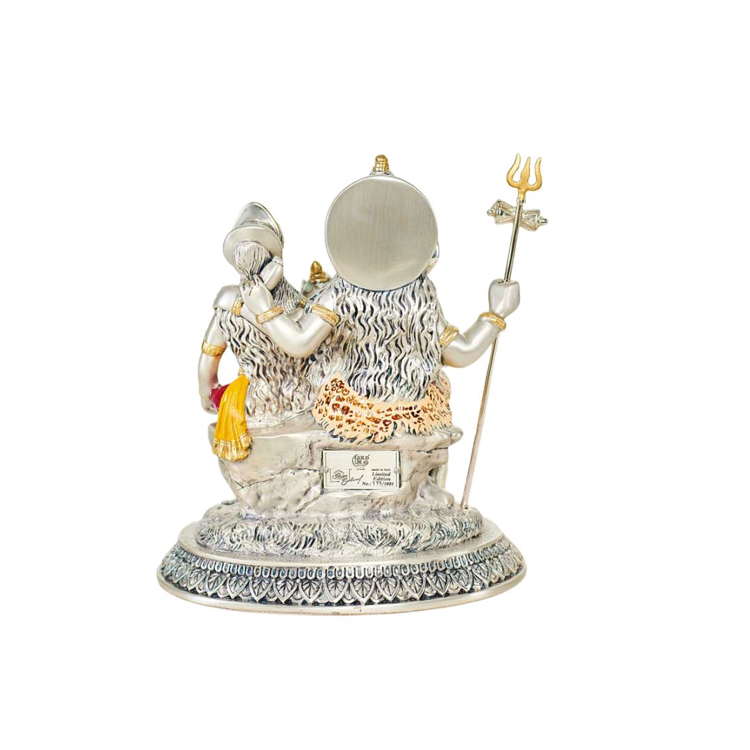 SHIVA FAMILY Idol in Sterling Silver — Handcrafted Divine Masterpiece for Puja & Collectors. ( H 22 CM)