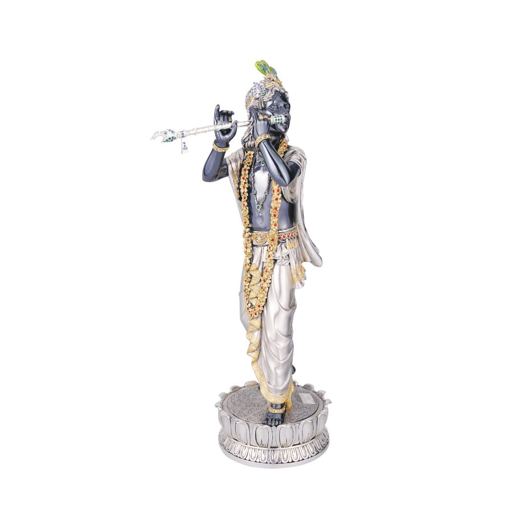 KANHAIYA BLACK/GOLD  Idol in Sterling Silver — Handcrafted Divine Masterpiece for Puja & Collectors"