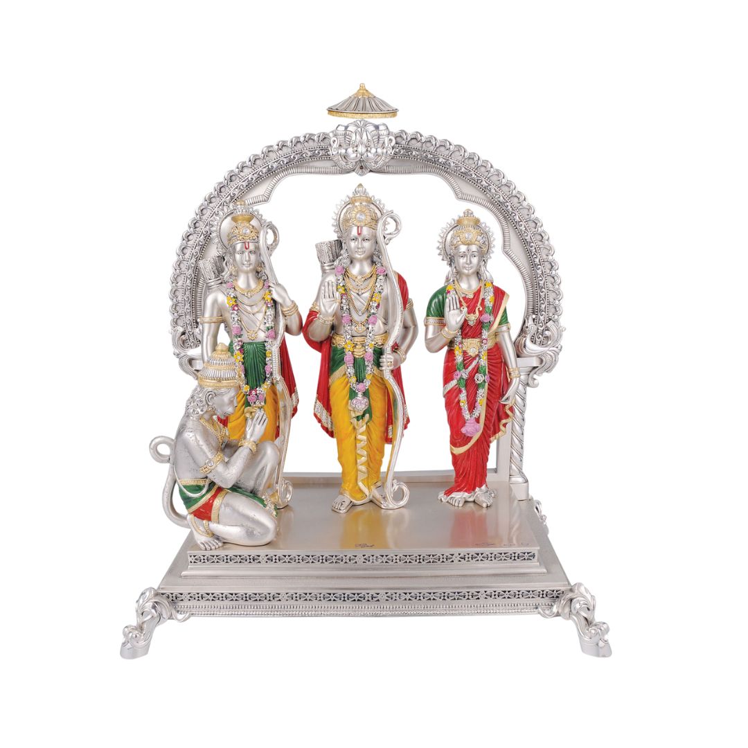 NEW RAM DARBAR  Idol in Sterling Silver — Handcrafted Divine Masterpiece for Puja & Collectors. ( H 51 CM)