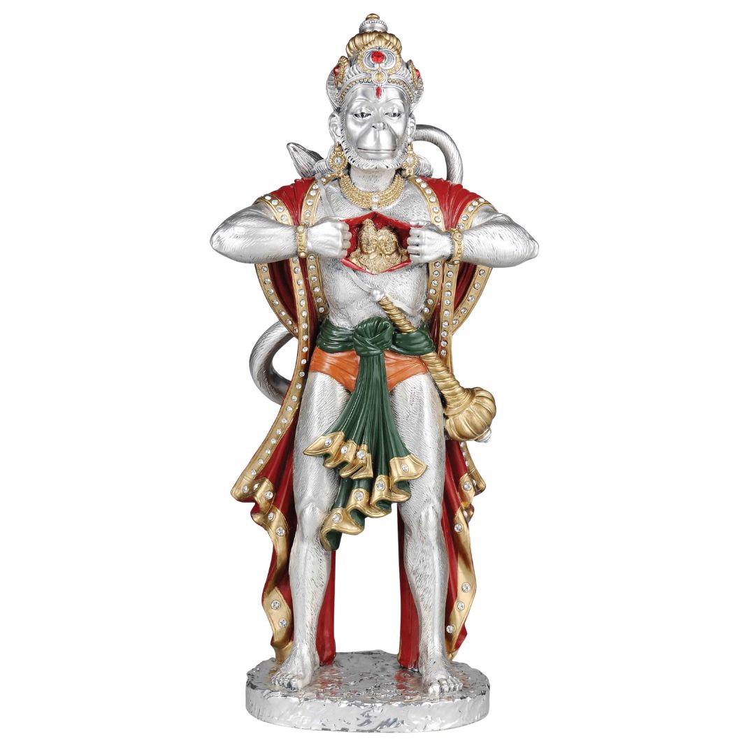 Ram bakht  HANUMAN JI Idol in Sterling Silver — Handcrafted Divine Masterpiece for Puja & Collectors. ( H 51 CM)