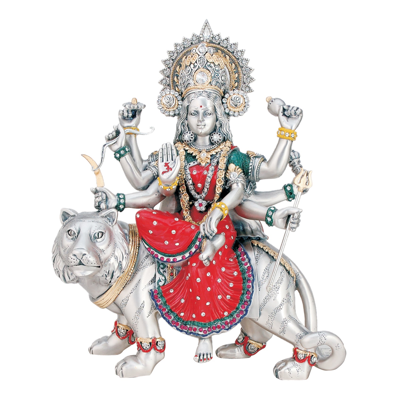MAA DURGA "Idol in Sterling Silver — Handcrafted Divine Masterpiece for Puja & Collectors ( H 30.5 CM)"