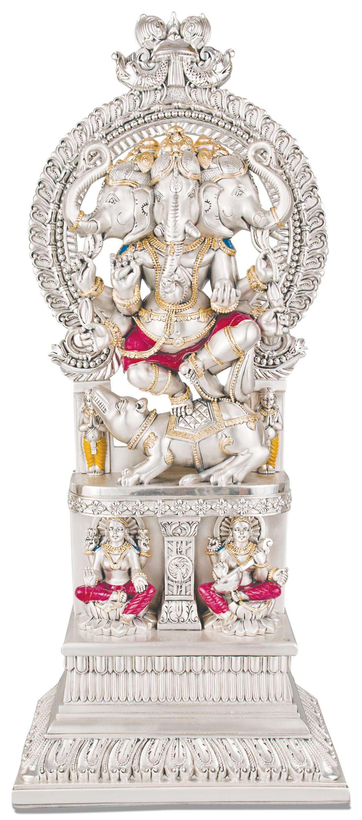 THREE FACE GANESHA "Idol in Sterling Silver — Handcrafted Divine Masterpiece for Puja & Collectors ( H 67 CM)"