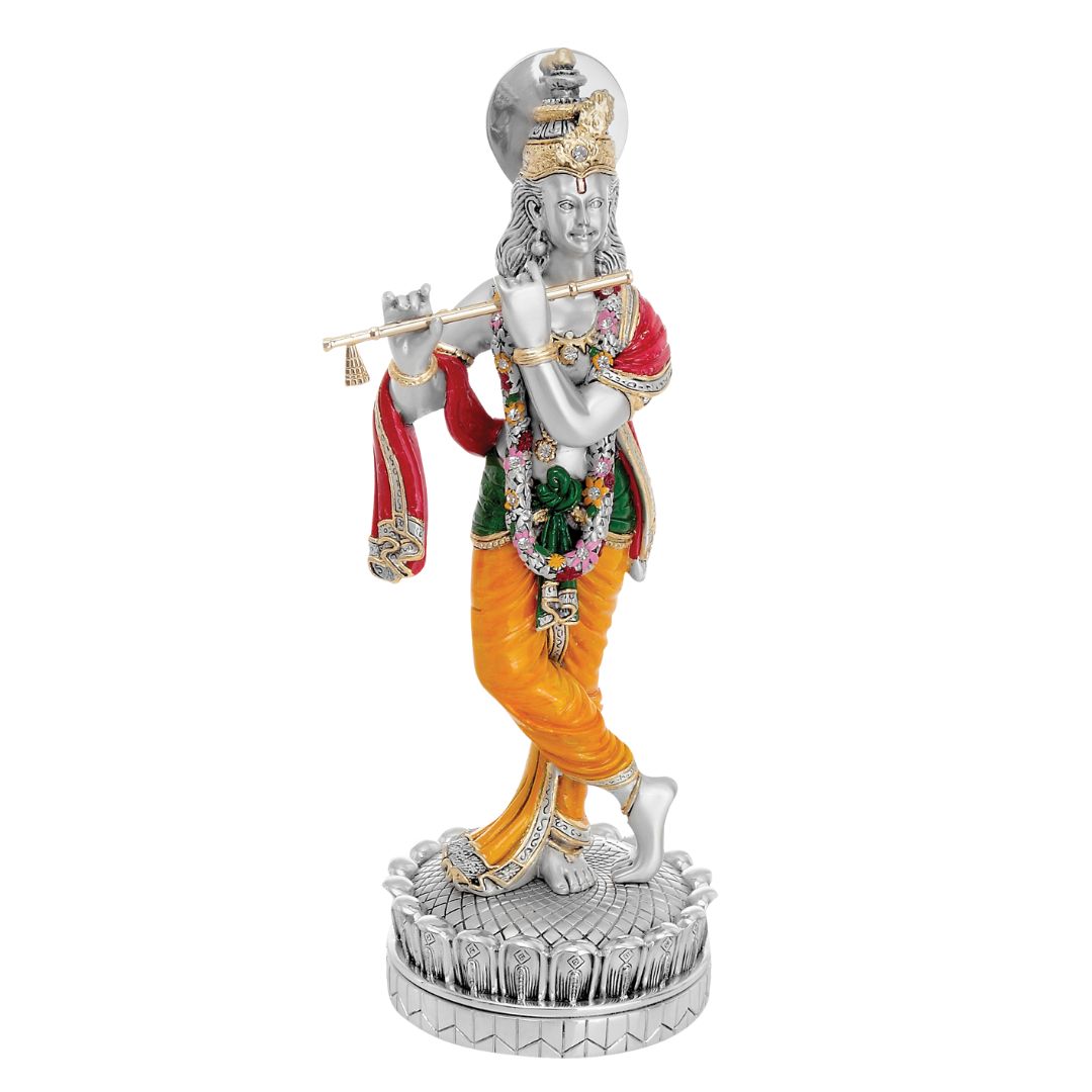 KRISHNA  "Idol in Sterling Silver — Handcrafted Divine Masterpiece for Puja & Collectors. ( H 30.5 CM)