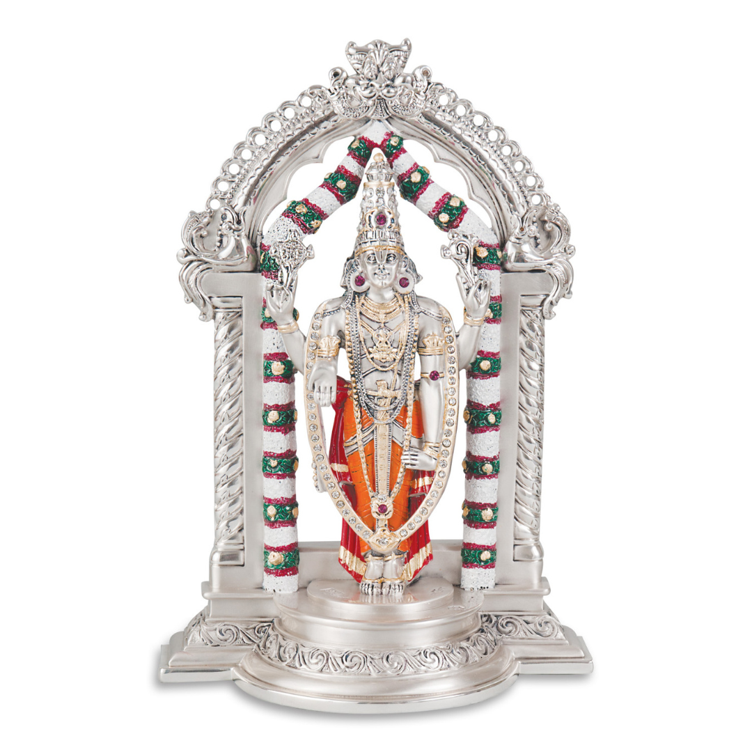 BALAJI WITH ARCH (COLOR) Idol in Sterling Silver — Handcrafted Divine Masterpiece for Puja & Collectors"