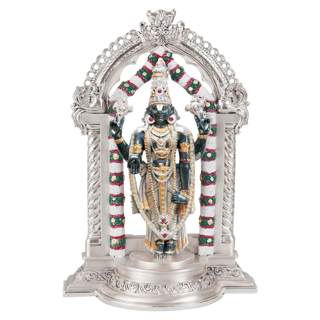 BLACK SMALL BALAJI WITH ARCH""   "Idol in Sterling Silver — Handcrafted Divine Masterpiece for Puja & Collectors. ( H 26.5 CM)