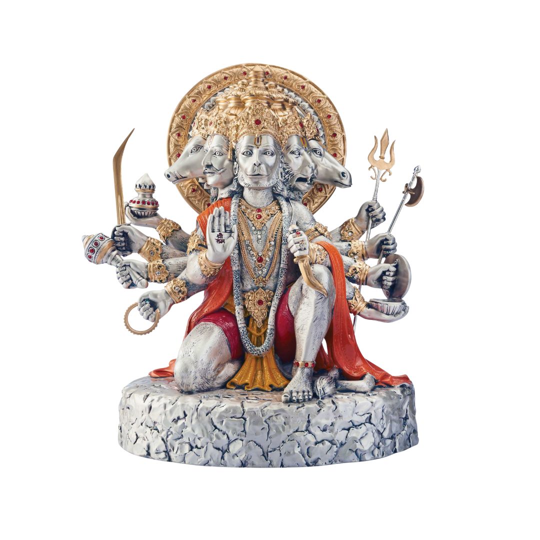 PANCHMUKHI HANUMAN  "Idol in Sterling Silver — Handcrafted Divine Masterpiece for Puja & Collectors 30 CM