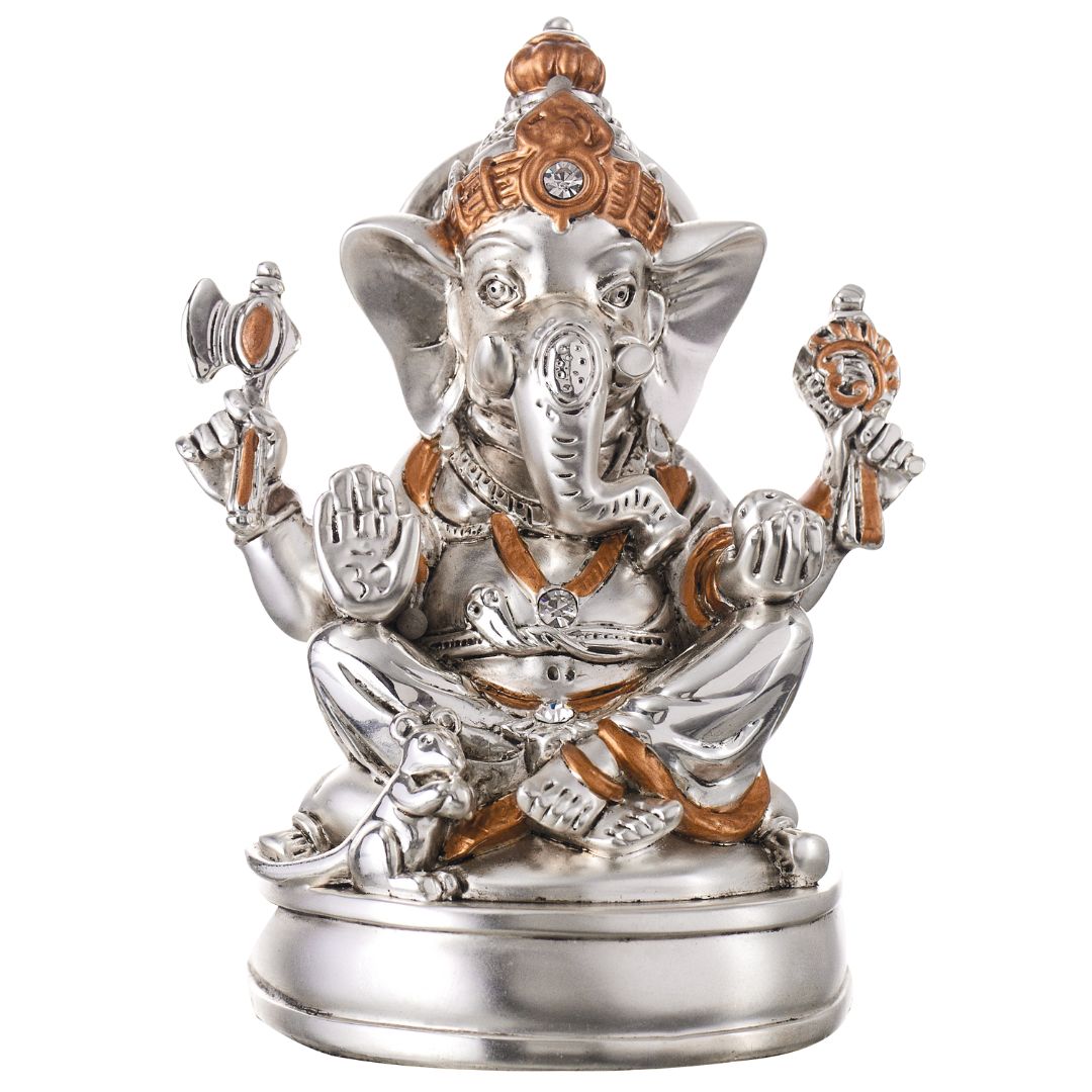SMALL GANESHA "Idol in Sterling Silver — HandSMALL GANESHA crafted Divine Masterpiece for Puja & Collectors (H 10 CM) incl. of all taxes"