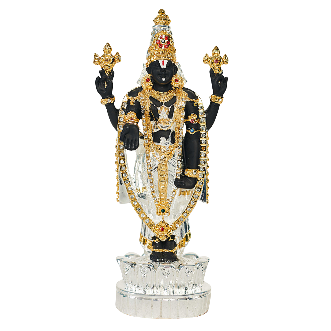 BALAJI IN GOLD MATT  "Idol in Sterling Silver — Handcrafted Divine Masterpiece for Puja & Collectors. ( H 22 CM )