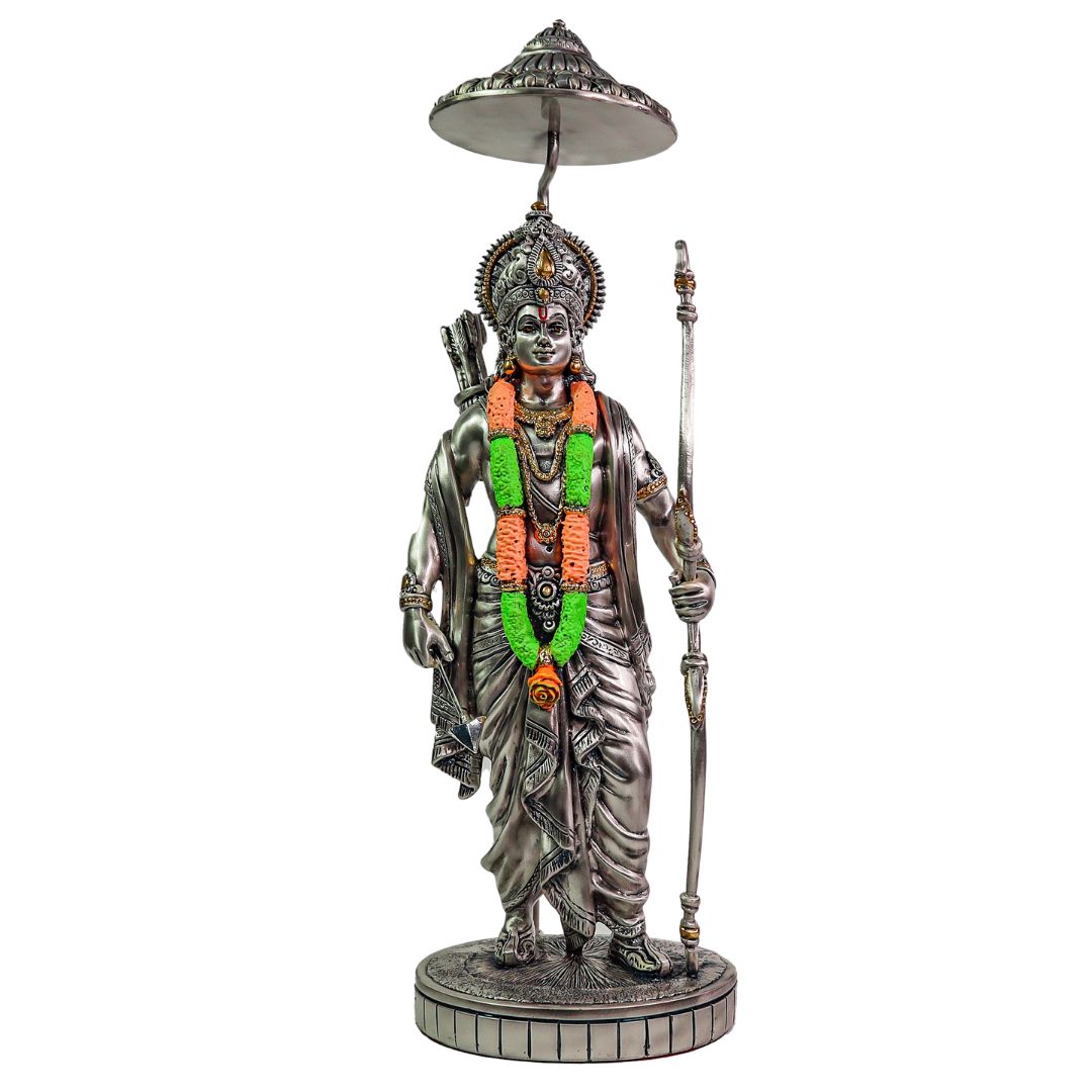 Ayodhya's Ram Idol in Sterling Silver — Handcrafted Divine Masterpiece for Puja & Collectors (43 cm)