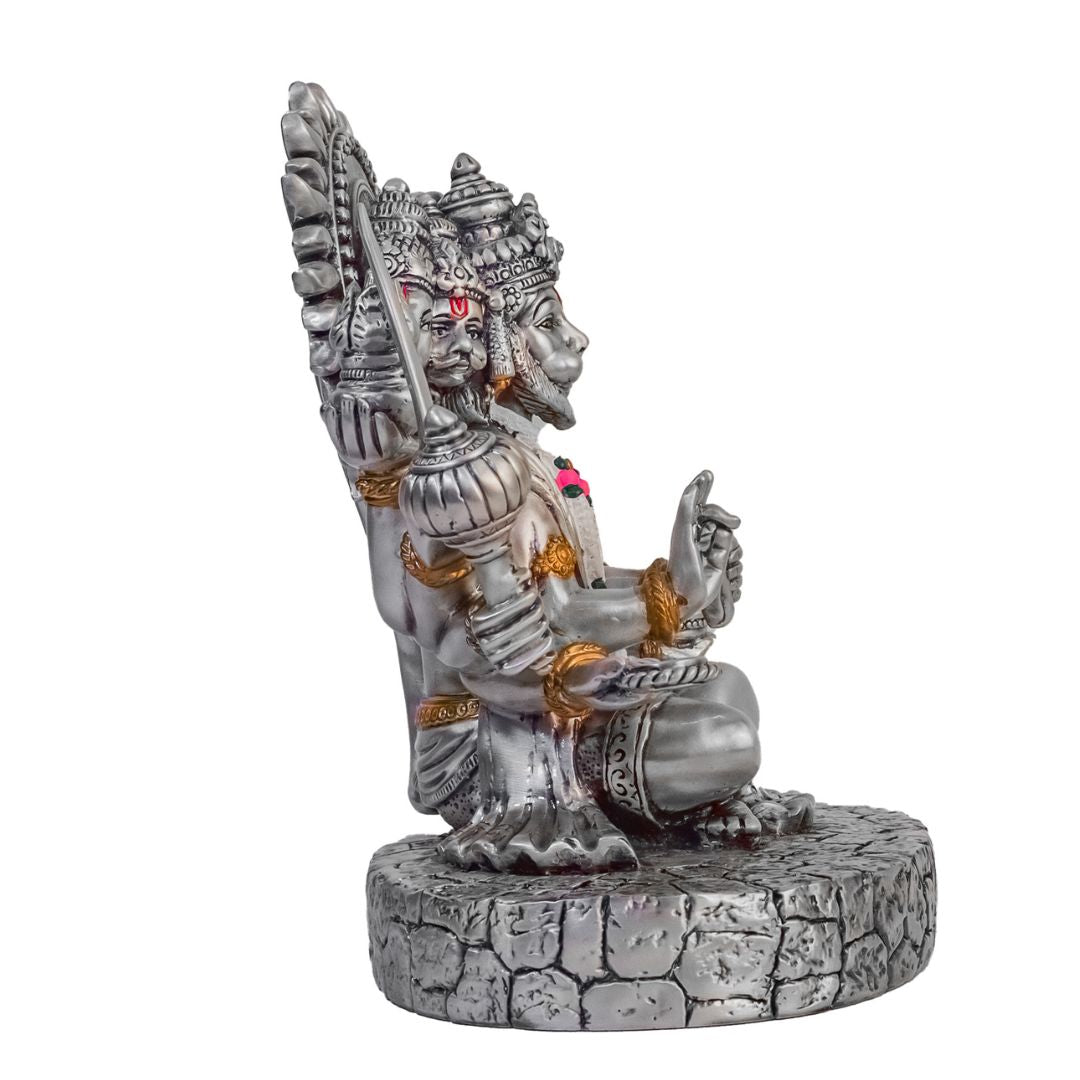 PUNCHMUKHI HANUMANJI   Idol in Sterling Silver — Handcrafted Divine Masterpiece for Puja & Collectors. ( H 18 CMS)
