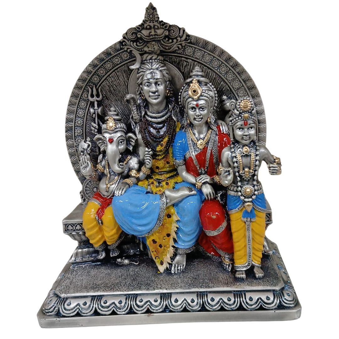 Shiv Parivar Idol Set – Divine Family of Lord Shiva with Parvati, Ganesha & Kartikeya Statue (25 cm)