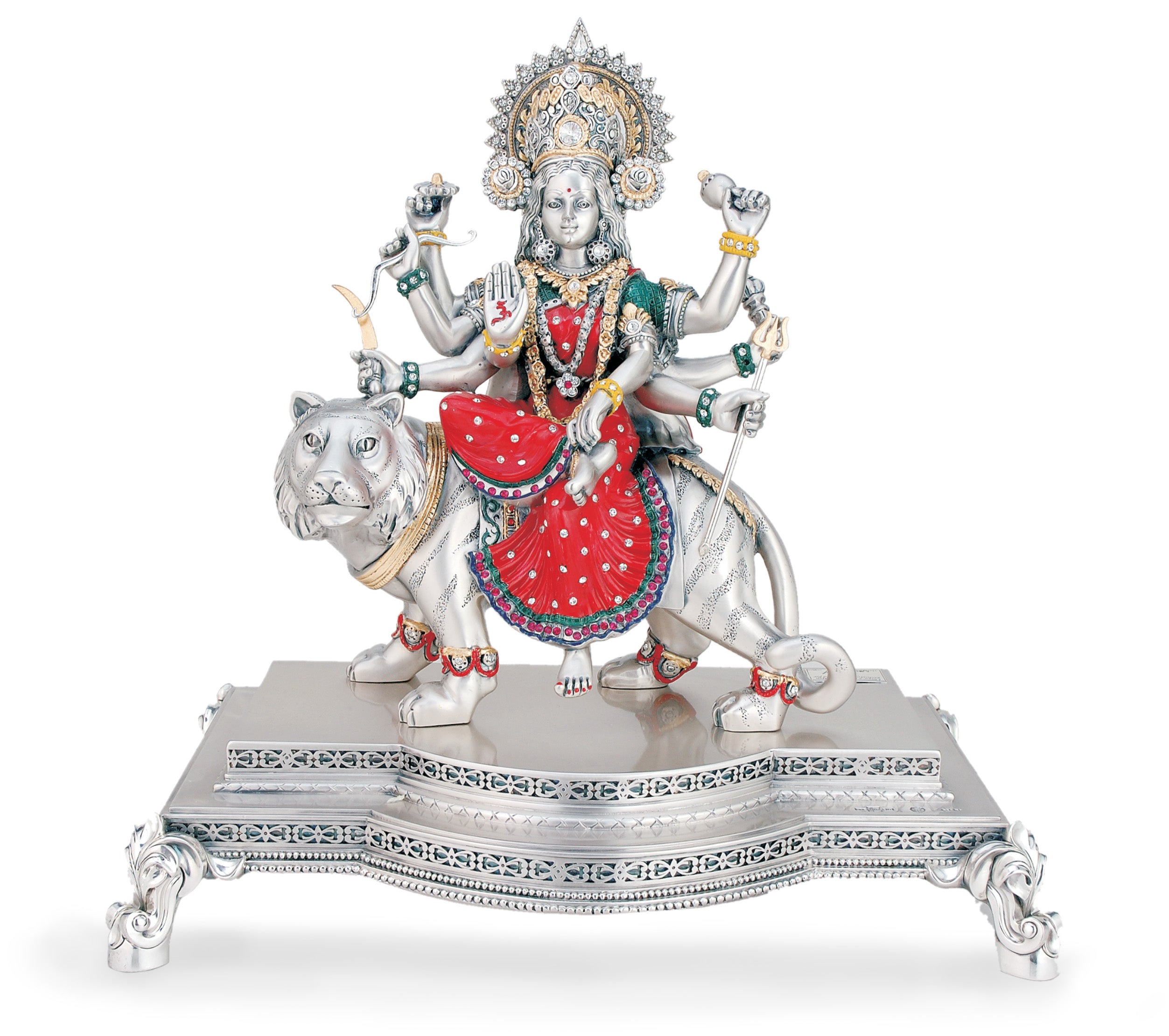 MAA VAISHNAVI Idol in Sterling Silver — Handcrafted Divine Masterpiece for Puja & Collectors ( H 38 CM)
