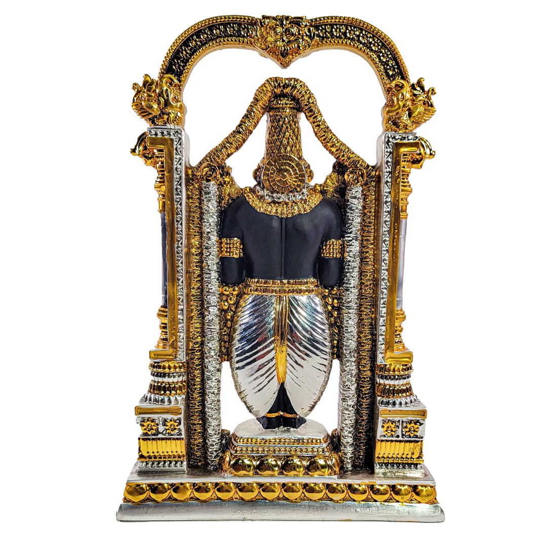 TIRUPATI BALAJI WITH ARCH IN GOLD MATT   "Idol in Sterling Silver — Handcrafted Divine Masterpiece for Puja & Collectors