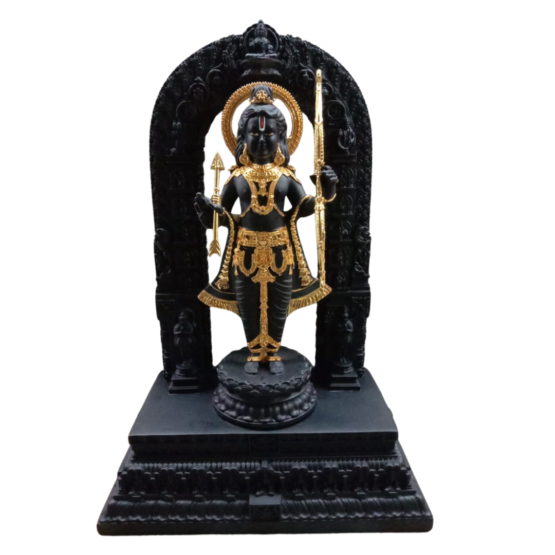 "AYODHYA'S RAMLALA IN BLACK GOLD IDOL — Handcrafted Divine Masterpiece for Puja & Collectors ( H 28 CM)"