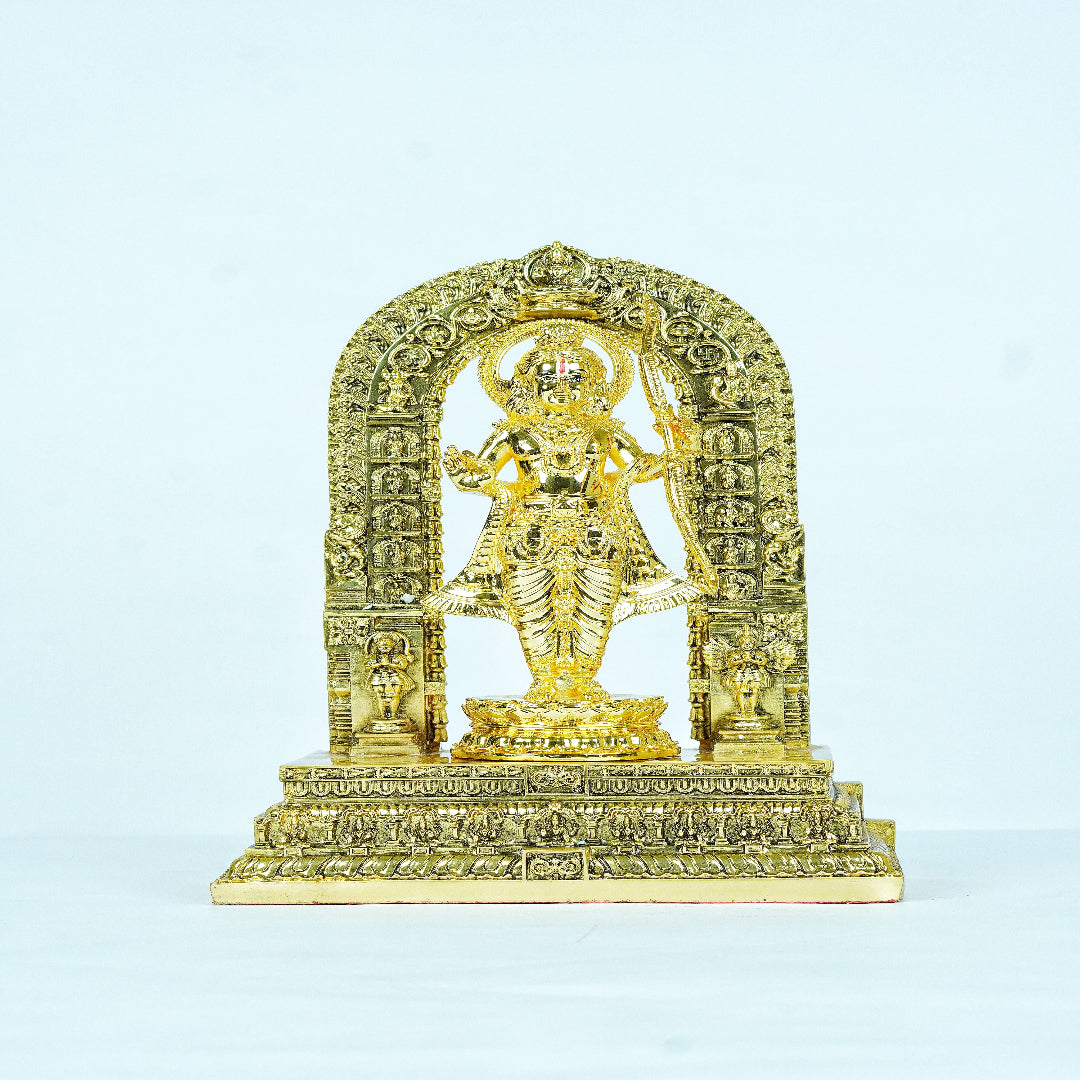 AYODHYA'S RAMLALA IN GOLD  MET & GLOSSY — Handcrafted Divine Masterpiece for Puja & Collectors. ( H 28 CM)