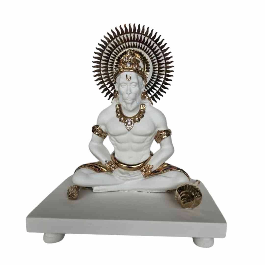 Meditating Hanumanji with Base Idol Handcrafted Divine Masterpiece for Puja & Collectors. ( H 21 CMS )