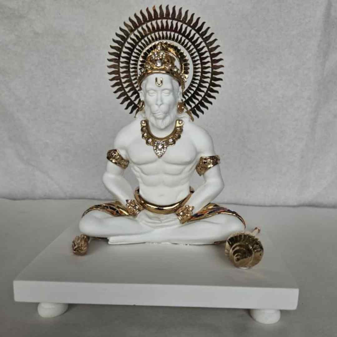 Meditating Hanumanji with Base Idol Handcrafted Divine Masterpiece for Puja & Collectors. ( H 21 CMS )